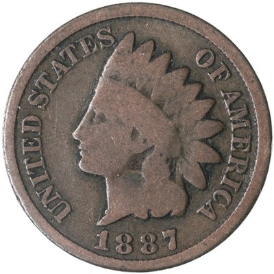 1887 Indian Head Penny MPD-001 misplaced date close-up showing extra digit fragment below primary date numerals